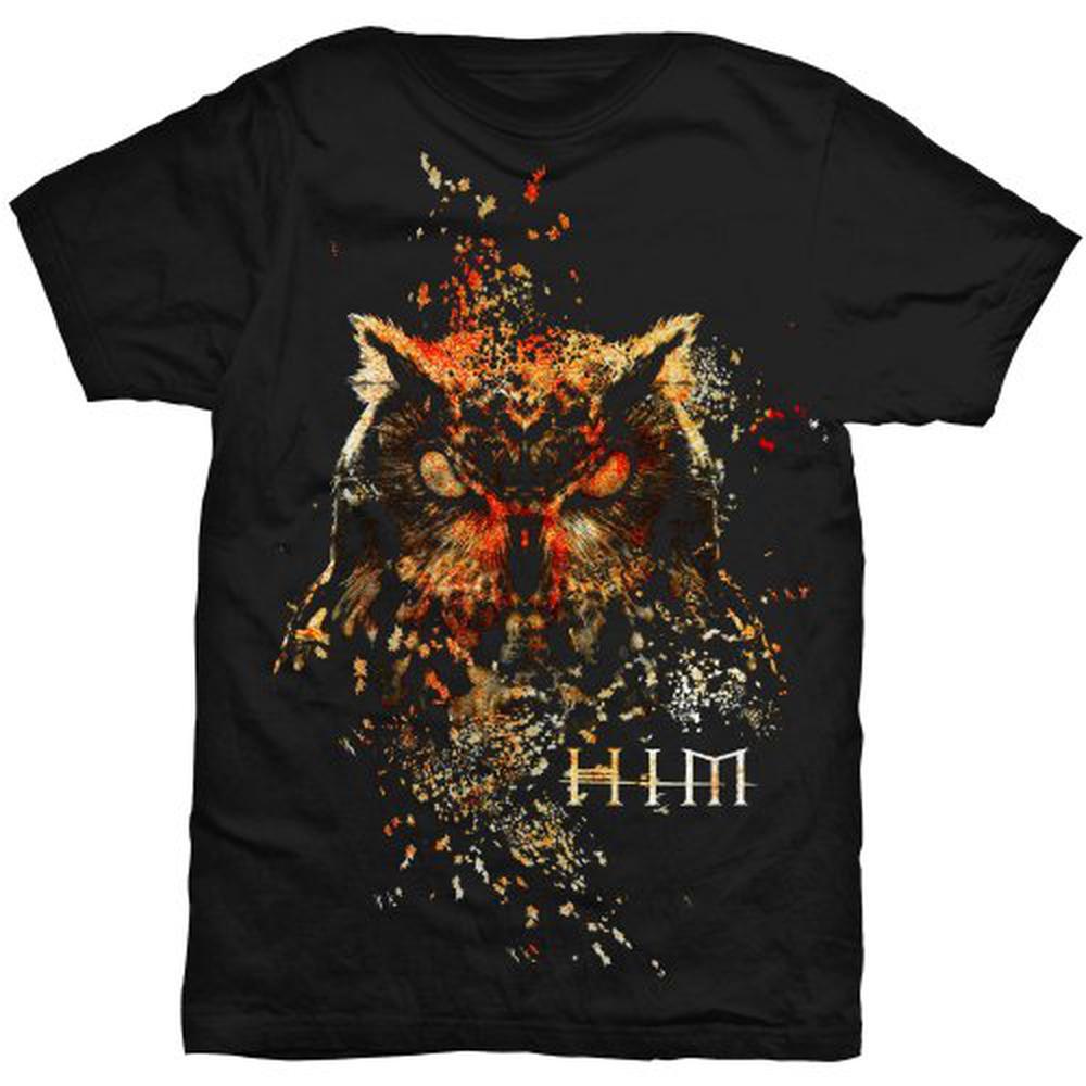 Him - Owl Colour Heren Tshirt - Zwart